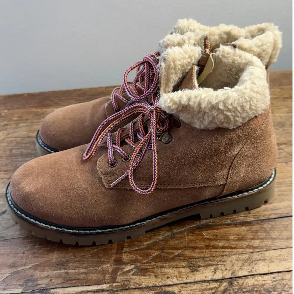 Mini Boden Tan Cosy Lace Up Boots size 5.5